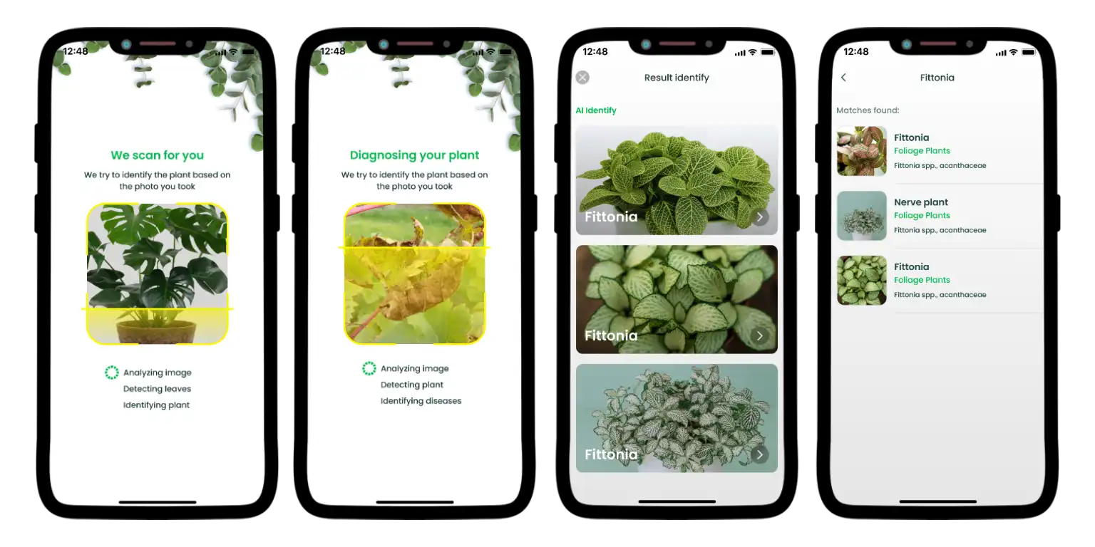 Getting your plant diagnosed via theAI Plant Finder.